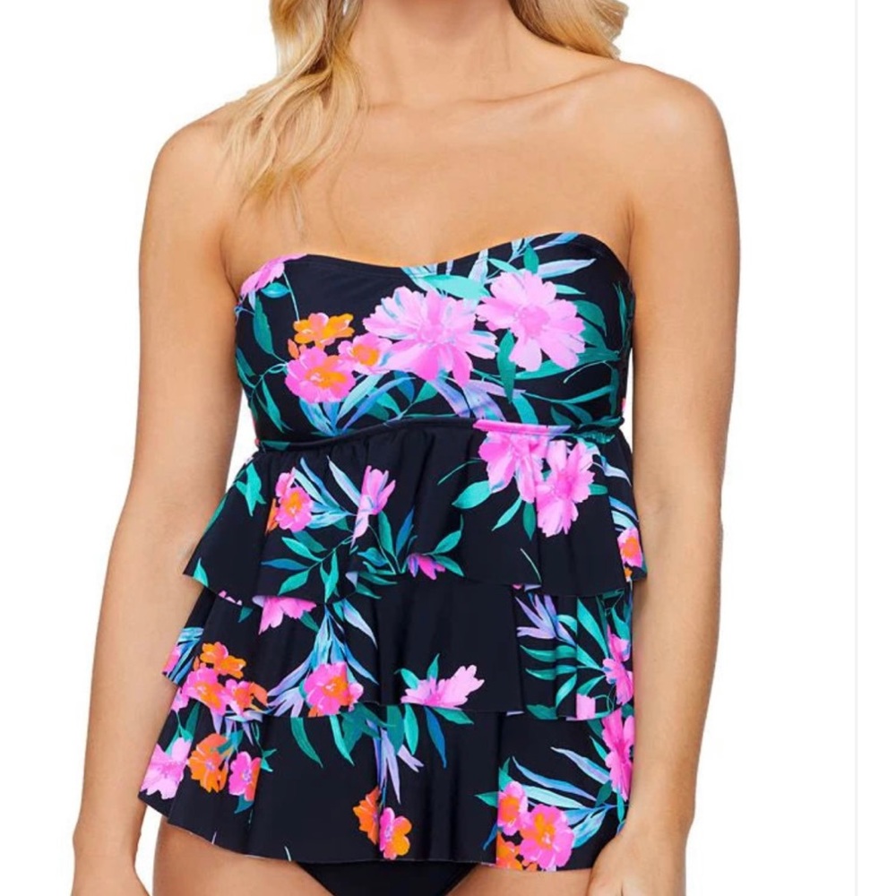 NWT Island Escape Women’s Triple Tier Bandeau Tankini Swim Top